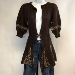 Chaudry KC Women’s Brown Gold Crochet Cardigan Sweater